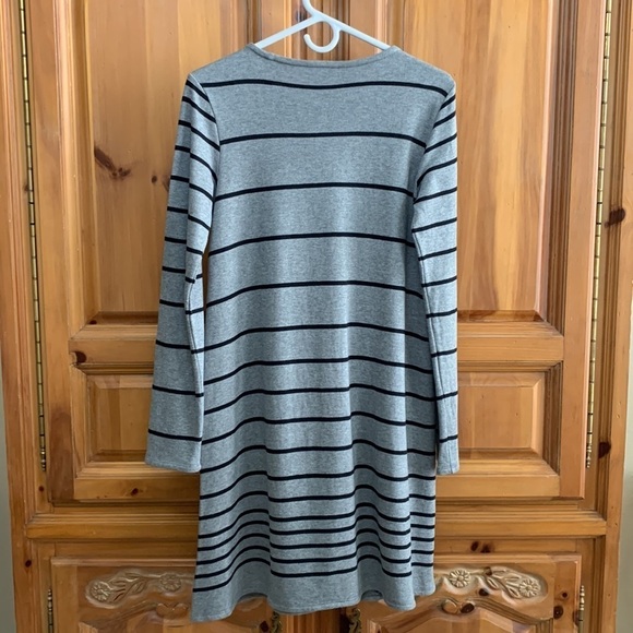 J Jill Gray And Black Striped A-line Dress - Picture 3 of 8